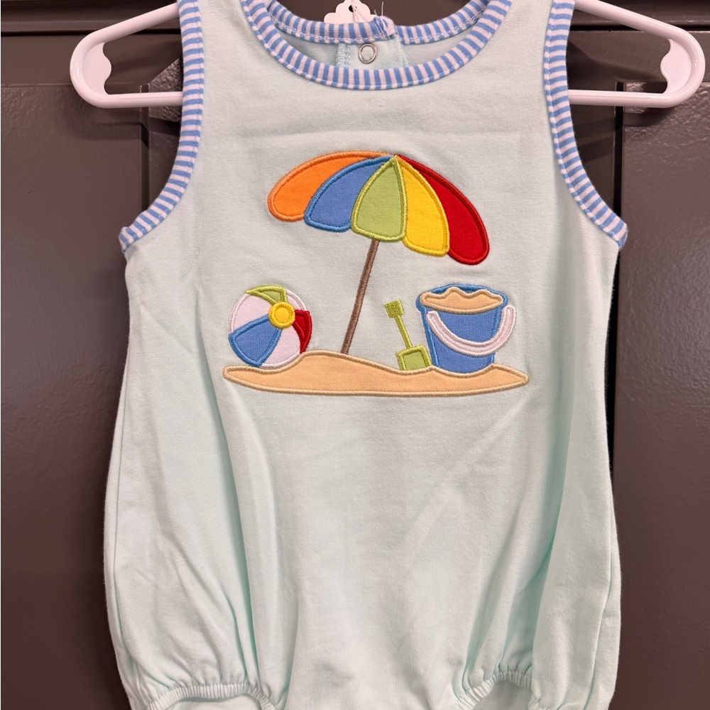 Toddler Light Mint Beach Applique Tank One-Piece